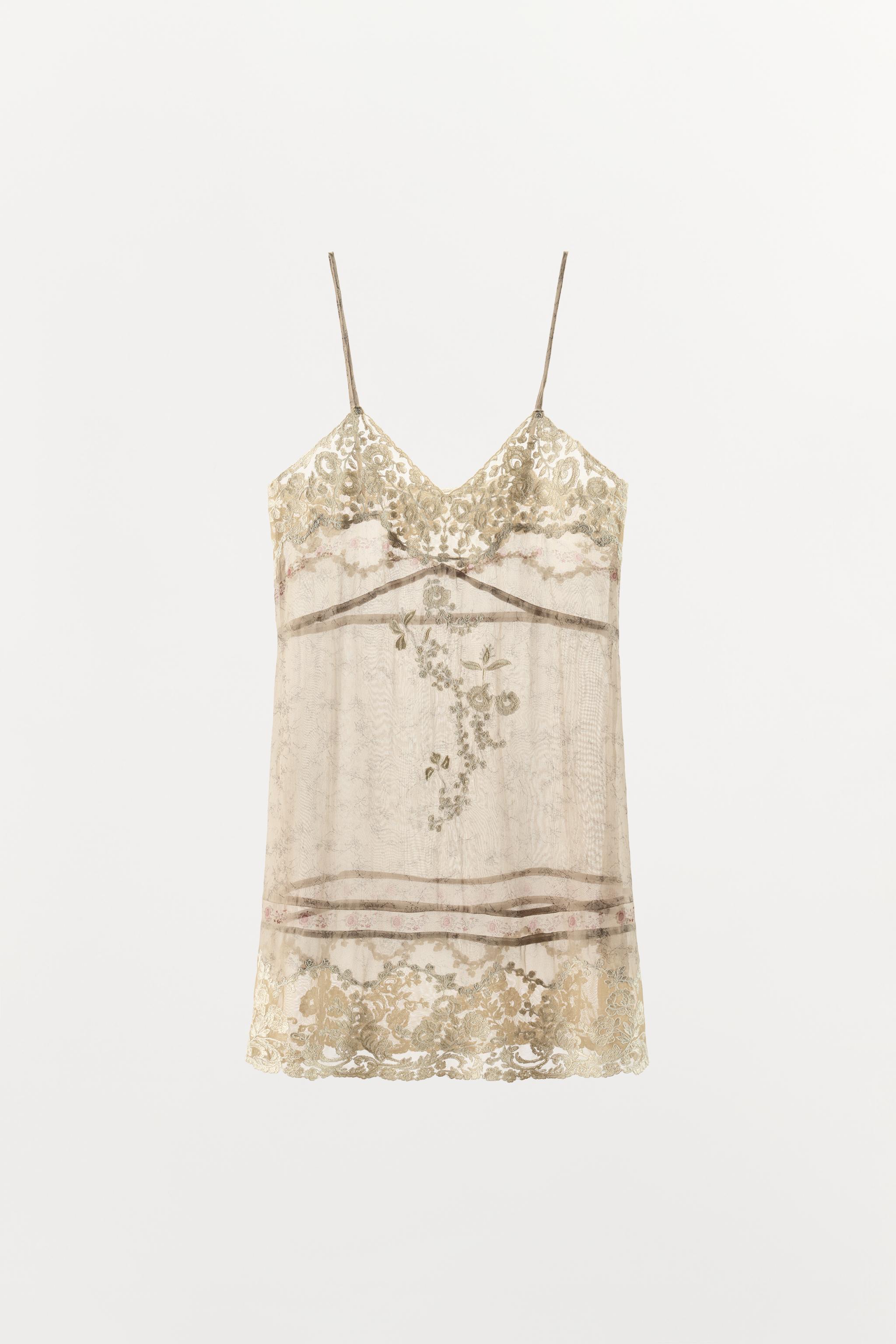PRINTED ORGANZA DRESS WITH EMBROIDERY